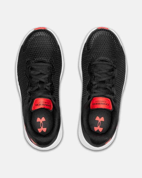 Boys' Grade School UA Charged Pursuit 2 Big Logo Running Shoes in Black image number 2